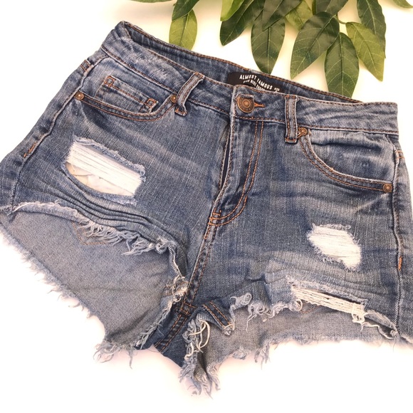 Almost Famous Pants - Almost Famous High Waist Distressed Jean Shorts